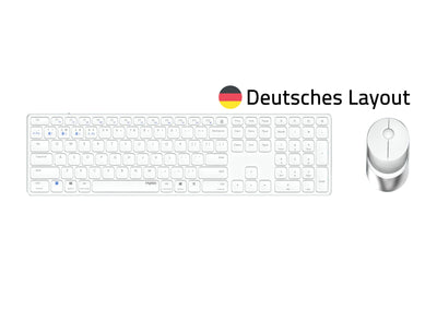 Rapoo 9850M kabelloses Tastatur-Maus Set Wireless Deskset 1600 DPI Sensor wiederaufladbarer Akku flaches Aluminium Design DE-Layout QWERTZ PC & Mac - weiß