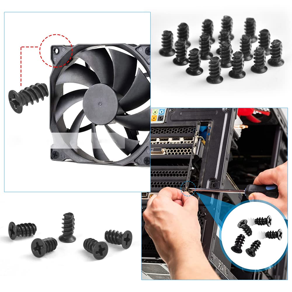 PERFETSELL 80 Stück PC Gehäuse Schrauben Kohlenstoffstahl PC Lüfter Schrauben Gehäuse Computer Ventilatorschrauben PC Fan screws Heizkörperschrauben für PC-Gehäuse, Lüfter