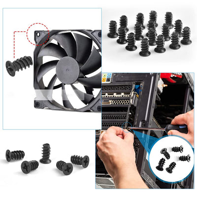 PERFETSELL 80 Stück PC Gehäuse Schrauben Kohlenstoffstahl PC Lüfter Schrauben Gehäuse Computer Ventilatorschrauben PC Fan screws Heizkörperschrauben für PC-Gehäuse, Lüfter