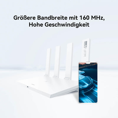 HUAWEI WiFi AX3, Wi-Fi 6 AX3000 Router, Dual-Band, 4 WAN/LAN automatisch Adaptive GE-Ports, HomeSec™ Sicherheit, Keine DSL-Funktion, Ideal für Gaming auf Xbox/PS5/Steam und 8K, exklusiv bei Amazon
