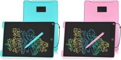 HOMESTEC Schreibtafel 12 Zoll, Buntes Display, Blau & Schreibtafel 12 Zoll, Buntes Display, LCD Elektronische Maltafel für Kinder, Display Kinder Laptop für Notieren/Zeichnen, ab 3 Jahre Rosa
