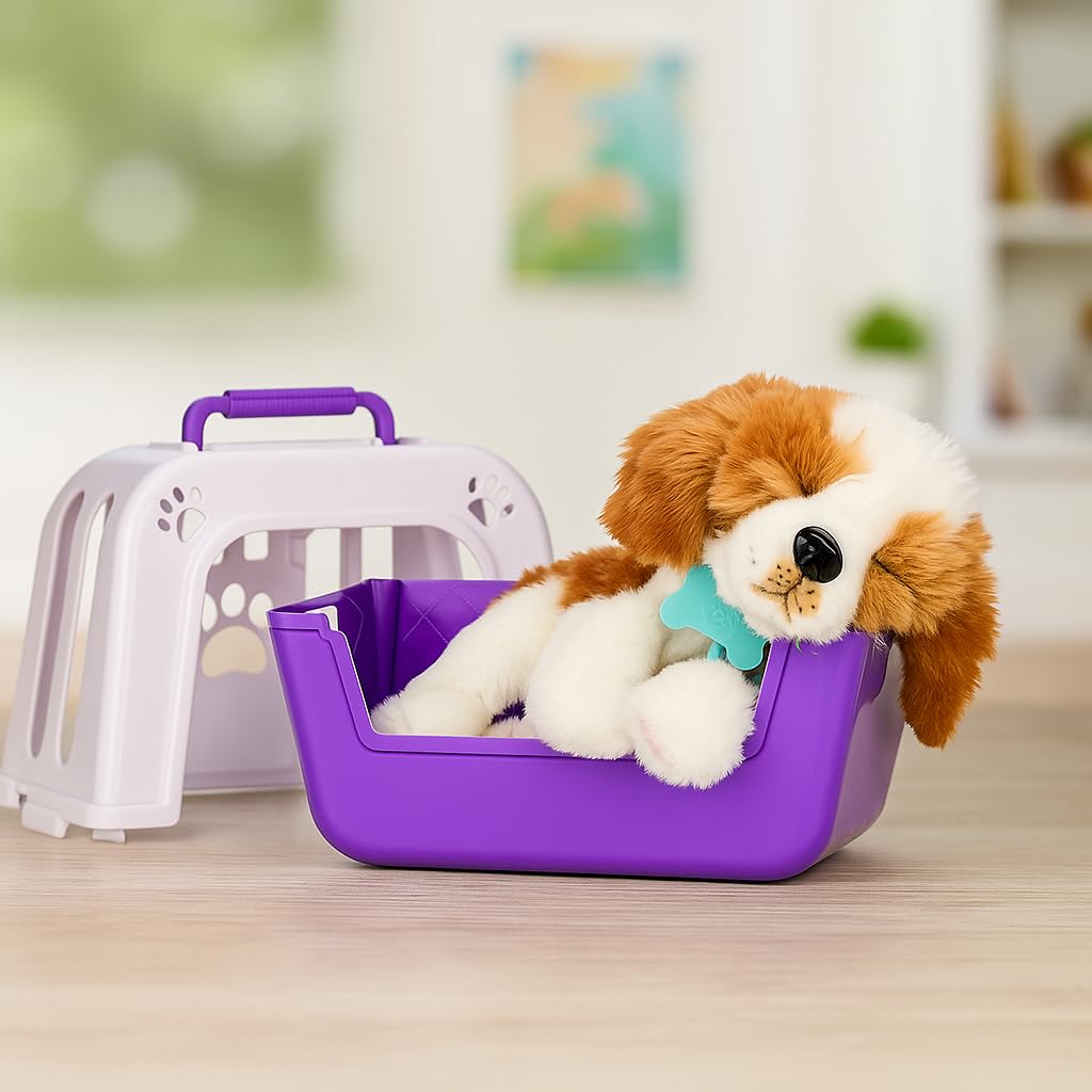 Little Live Pets My Really Real Puppy – Patches; Interaktiver Welpe; 60+ Geräusche/Reaktionen; realistisches Aussehen; 1 aus 72 Varianten; Spielset mit Transportbox; Batterien enthalten; ab 5 Jahren