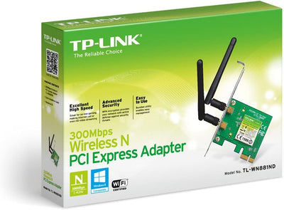 TP-Link 300 Mbps Wireless N PCI Express Adapter, PCIe Network Interface Card for Desktop, Low-Profile Bracket Included, Supports Windows 10/8.1/8/7 & Linux,Black (TL-WN881ND)
