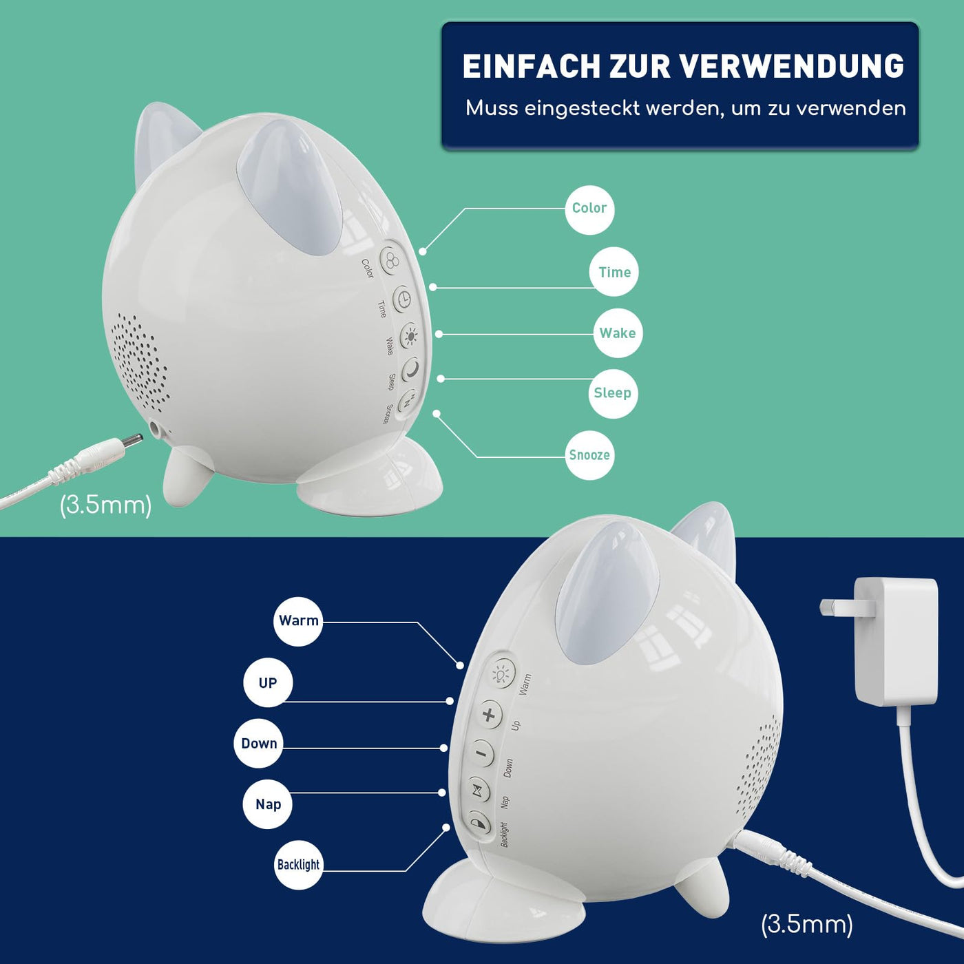 I·CODE Kinderwecker, Schlaftrainer Kinder mit Nachtlicht,Kinder Lichtwecker für Kleinkinder,Lernen von Schlafen und Aufwachen