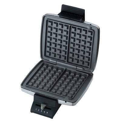 Cloer 1445 Brüsseler Waffeleisen für traditionelle Belgische Waffeln, 930 W, Backampel, mattiertes Edelstahlgehäuse