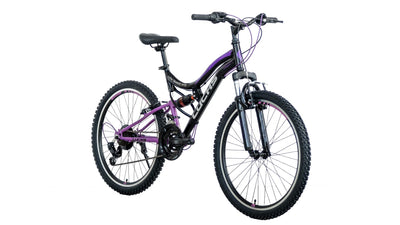LUCHS Aura Mountainbike 24" & 26" – Das perfekte Fahrrad für Mädchen und Damen/Damenfahrrad, Mädchenfahrrad, Vollgefedert ab 10 Jahren & 145cm (Schwarz, 26" Zoll)