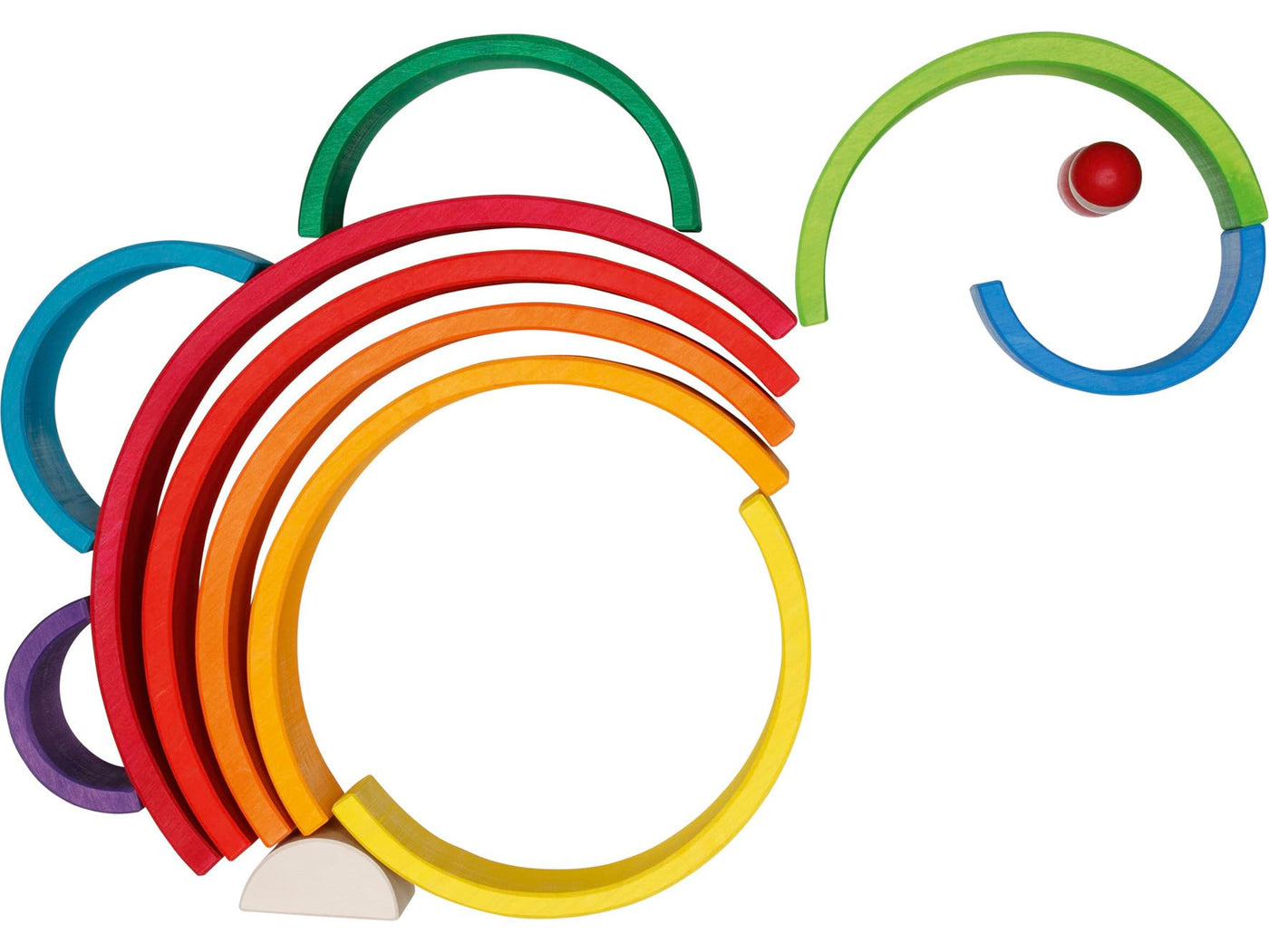 goki 58478 - Bausteine Regenbogen aus Ahornholz - goki Evolution - 11 Teile - Bunte Farben auf Wasserbasis - Montessori-Spielzeug - Made in EU