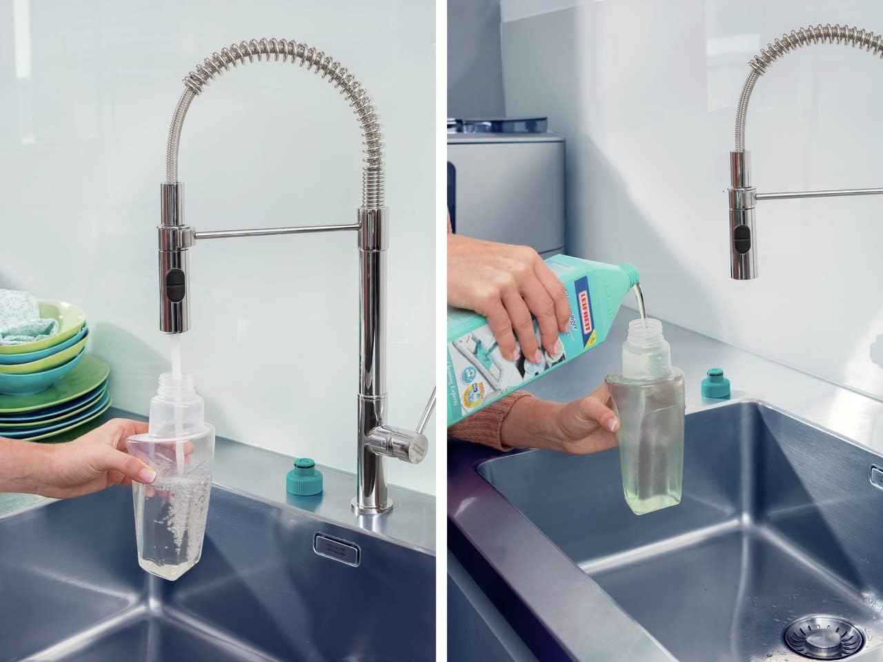 Leifheit Komfort Sprühwischer Easy Spray XL für schnelle Reinigung, Spray Mop mit Sprühdüse, Wischer mit Wassertank und 2-Faser-Wischbezug, Bodenwischer für alle Böden