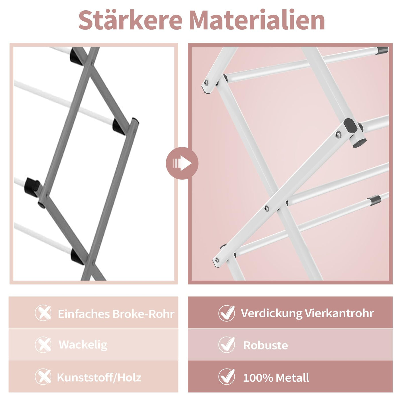 SYKIARIOL Wäscheständer Klappbar Platzsparend, Standtrockner mit 3 Ebenen und 11 Stangen, Kleiner Turmwäscheständer, Faltbarer und ausziehbarer Wäscheturm für Wäscheküche, Weiß