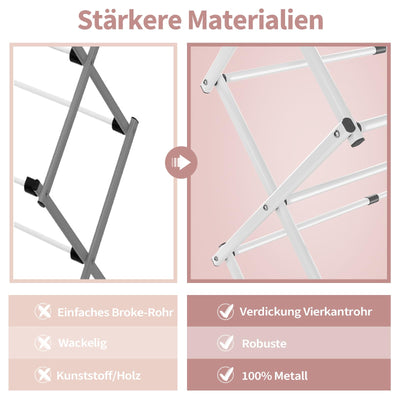 SYKIARIOL Wäscheständer Klappbar Platzsparend, Standtrockner mit 3 Ebenen und 11 Stangen, Kleiner Turmwäscheständer, Faltbarer und ausziehbarer Wäscheturm für Wäscheküche, Weiß