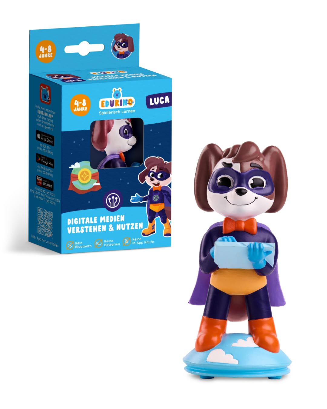 Edurino Figur Luca Digitale Medien Nutzen & Verstehen ab 4 Jahren inkl. App | Innovatives & digitales Lernspiel | Sicherer Umgang mit digitalen Medien | Digitale Geräte kennenlernen