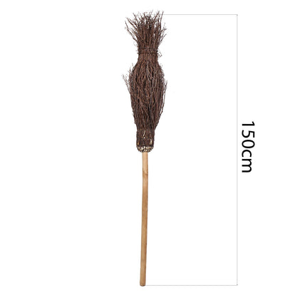 Weidenbesen 150cm lang | Besen Hexenbesen mit Stiel Naturbesen Reisigbesen Dekobesen braun