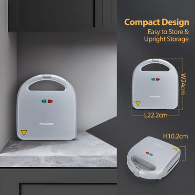 Aigostar Sandwich maker 3 in 1, Sandwich Maker, Kontaktgrill, Waffeleisen 3 in 1, 750W, Antihaftbeschichtete abnehmbare Platten, wärmeisolierter Griffe, Grau, Grace