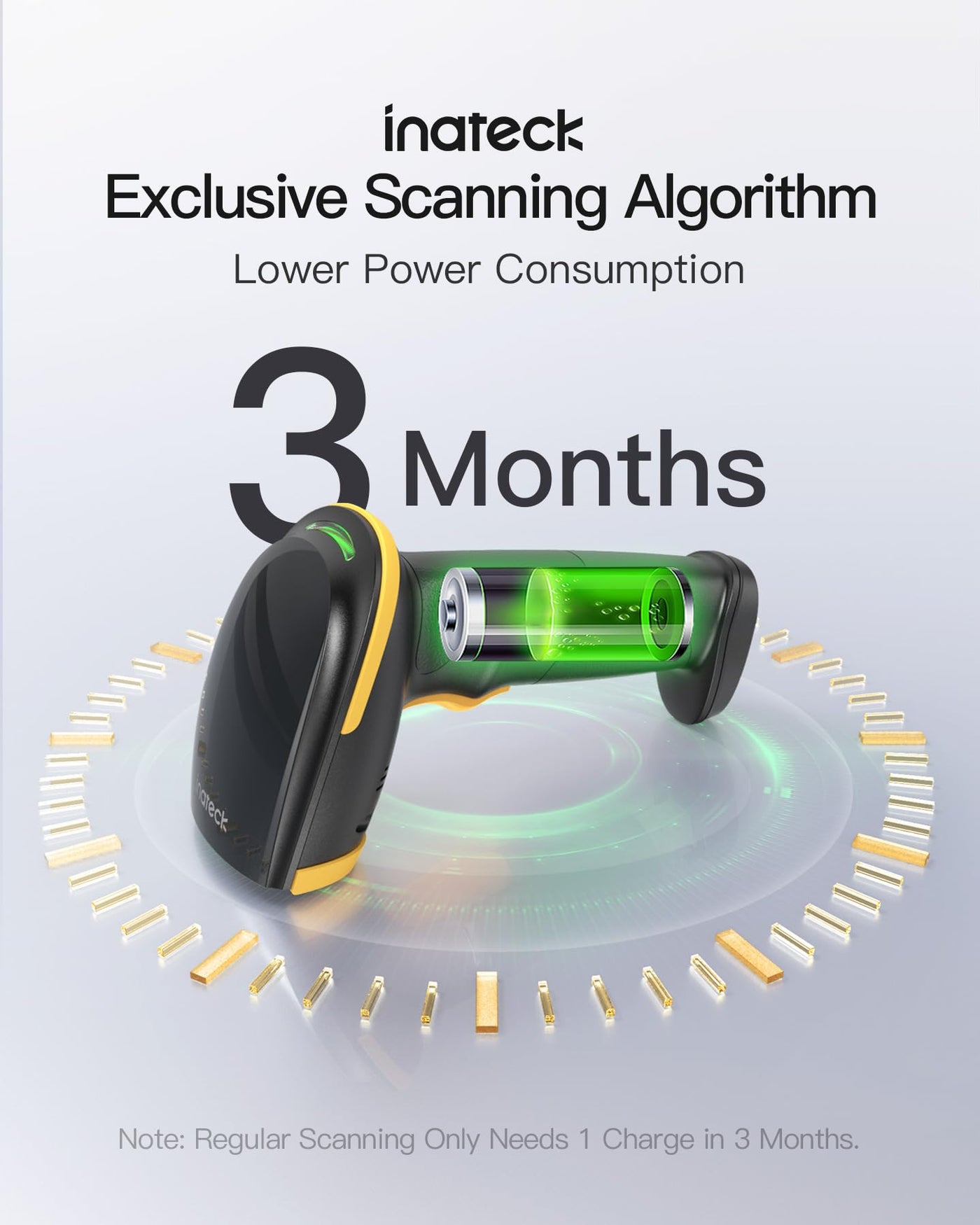 Inateck Barcode Scanner Bluetooth,1D Handheld Barcode Scanner,1 Ladung in 3 Monaten,Kabelloser Handscanner, Unterstützen Selbst Entwickelte App und SDK, BCST-21