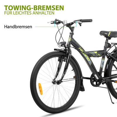 HILAND 24 Zoll Kinderfahrrad Mountainbike für Kinder Jungen Mädchen ab 7 8 9 10 11 Jahren mit 6 Gang Schaltung,Licht nach STVO, Ständer, Schwarz Fahrrad