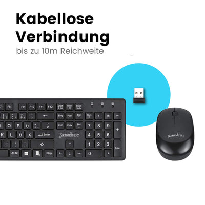 Perixx PERIDUO Kabellose Standard Tastatur und Maus Desktop-Set mit großen Druckbuchstaben, Schwarz, DE QWERTZ Layout 11717