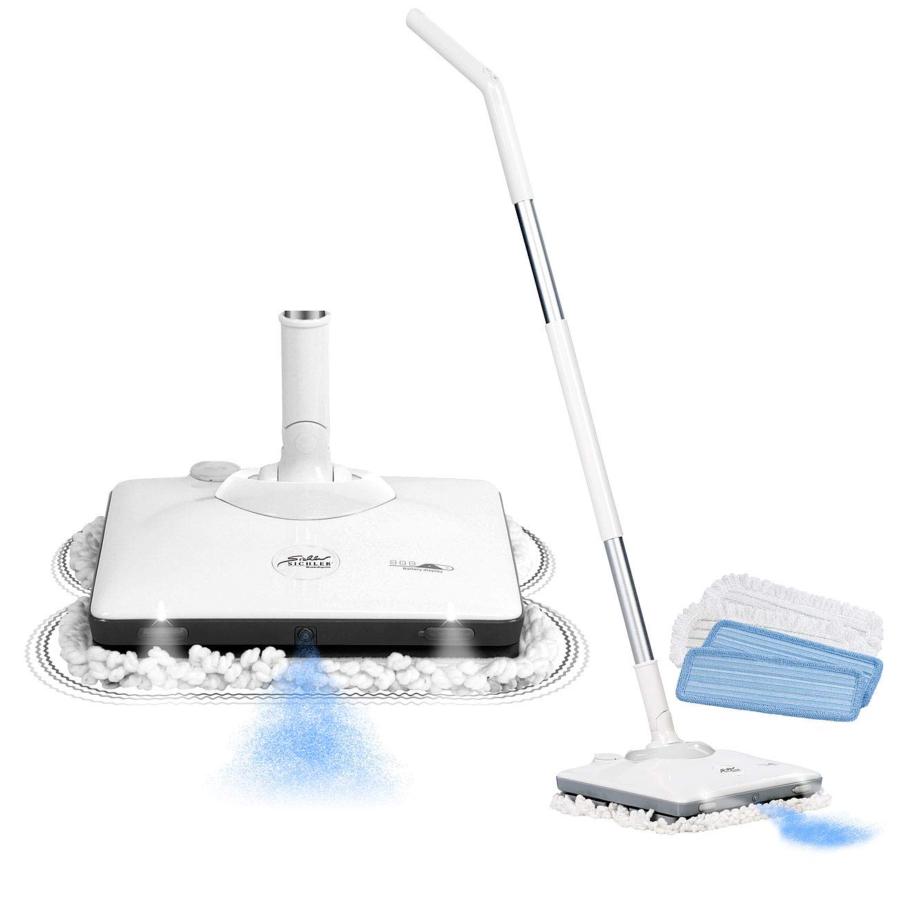 Sichler Haushaltsgeräte Akku Bodenwischer: Akku-Fußboden-Poliermaschine mit Sprüh-Funktion & LED-Licht, 900 Hz (Akku Wischmopp, Bohnermaschine, Haushaltshelfer)
