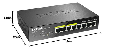 D-Link DGS-1008P, 8-Port Unmanaged PoE+ Gigabit Switch (8 Anschlüsse mit 10/100/1000 Mbit/s, 4 davon mit PoE-Unterstützung, 60W PoE Kapazität, Plug & Play, lüfterlos, Metallgehäuse)
