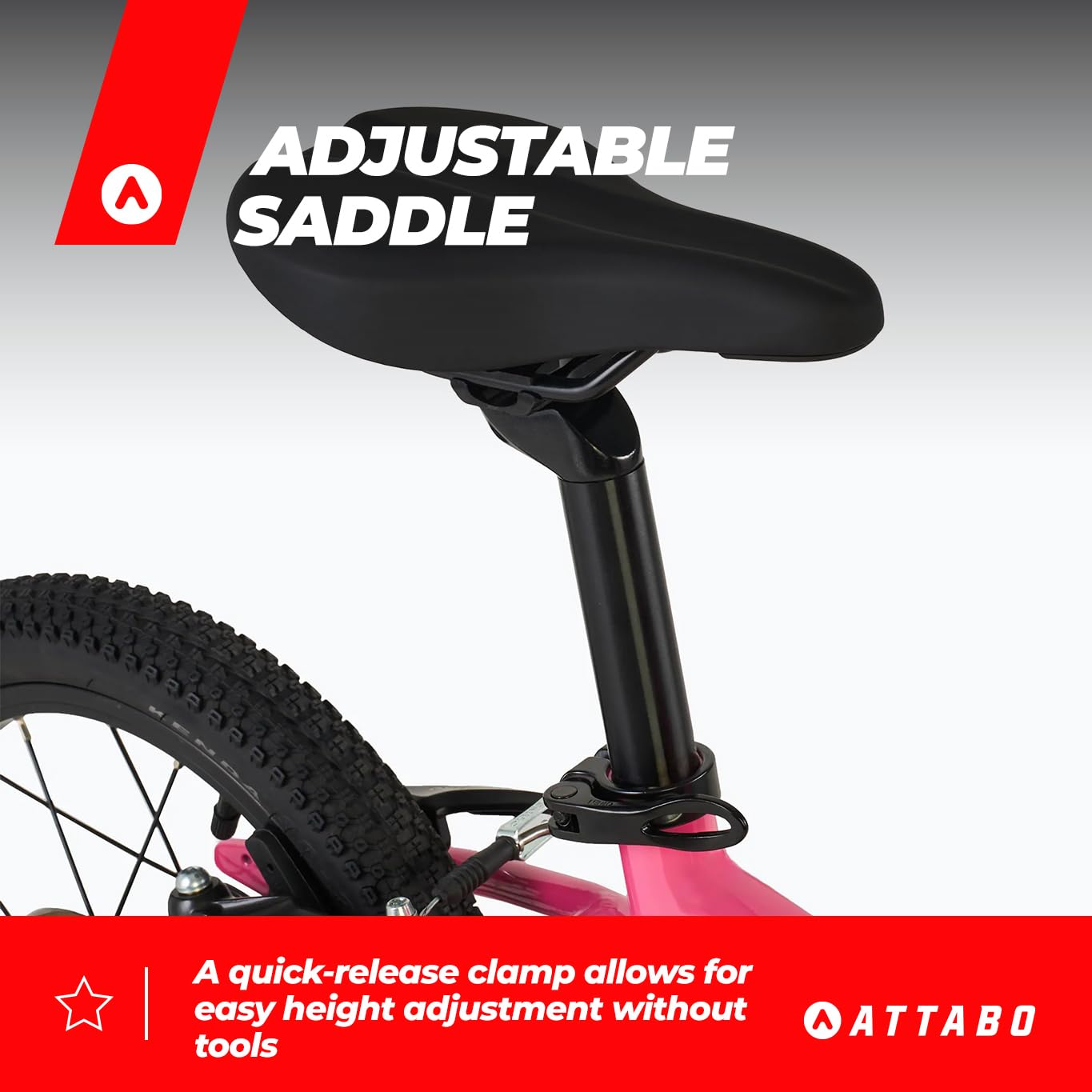 ATTABO Ease 14 – Kinderfahrrad (2–5 Jahre) mit leichtem Aluminiumrahmen, 14-Zoll-Rädern, geeignet für 85–110 cm Körpergröße, nur 7 kg, bis 50 kg belastbar, ergonomisch und stabil