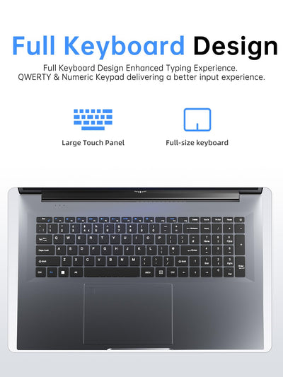 ACEMAGIC 18,5 Zoll Laptop, 8000mAh,Twin Lake N150 (bis zu 3,6 GHz), 16 GB DDR4 512 GB SSD bis zu 2 TB, 1920 x 1080 IPS Full HD Laptop, BT5.0, HDMI, Typ-C, 180° Öffnen und Schließen