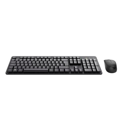 Trust Ymo II Leise Tastatur Maus Set Kabellos Deutsches QWERTZ Layout, Flachen Tasten, Spritzwassergeschützt, Beidhändig Funkmaus 800-1600 DPI, EIN USB-Empfänger, für PC, Computer, Laptop, Mac