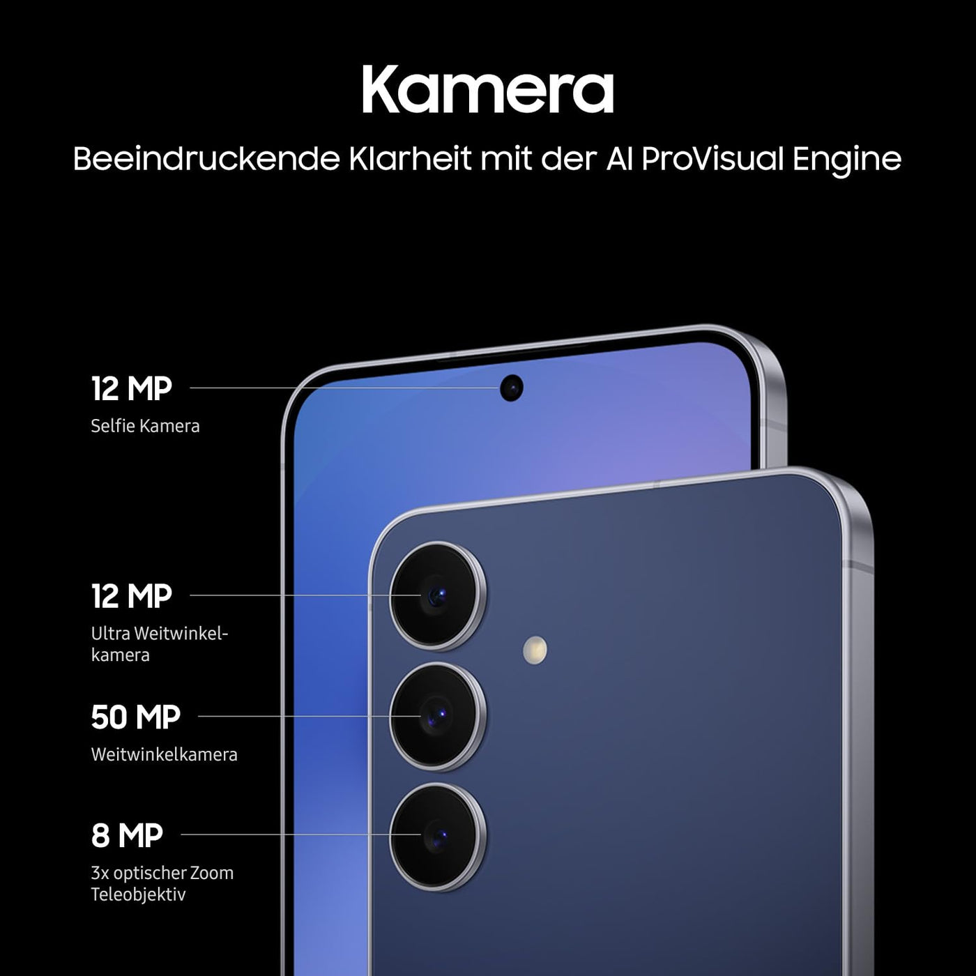 Samsung Galaxy S25 FE mit Galaxy AI, Handy mit Android, 6,7 Zoll FHD-Display, 50 MP Kamera, 256 GB Speicher, 8 GB RAM, 4.900 mAh Akku, Navy, 3 Jahre Herstellergarantie [Exklusiv auf Amazon]