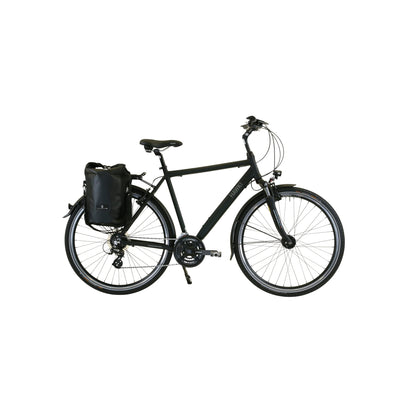 HAWK Trekking Gent Premium Plus Fahrrad Herren inkl. Tasche, 57 cm I Bike mit Microshift 24 Gang Kettenschaltung & Beleuchtung I Allrounder I Schwarz