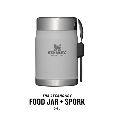 Stanley Classic Legendary Thermobehälter für Essen mit Göffel 400 ml - Hält 7 Stunden Heiß oder Kalt - Edelstahl Warmhaltebehälter Essen - BPA-Frei - Spülmaschinenfest - Ash
