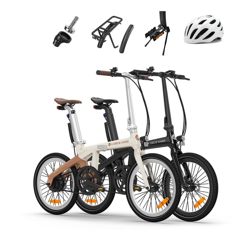 ADO E-Bike Air Carbon Elektrofahrrad, 2*Elektrofahrrad,ebike Damen/ebike Herren,Bike,klapprad Riemenantrieb 14,5Kg IPS LCD Display, GPS,ADO APP,250W (Weiß+Schwarz)