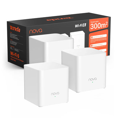Tenda Nova Mesh WLAN WiFi 6 System, AX1500 Dualband WLAN Mesh Repeater & Router Kompatibel mit Amazon Alexa, mpfohlen für Häuser mit 3-5 Schlafzimmern,OFDMA und MU-MIMO, MX3 3er-Pack