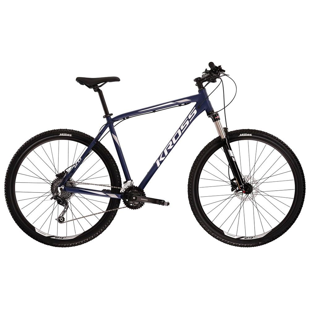 KROSS Hexagon 8.0 Mountainbike S Rahmen 29 Zoll Räder Scheibenbremse, Shimano 24 Gang-Schaltung Hardtail Fahrrad Schwarz Grau Weiß, Extra breit