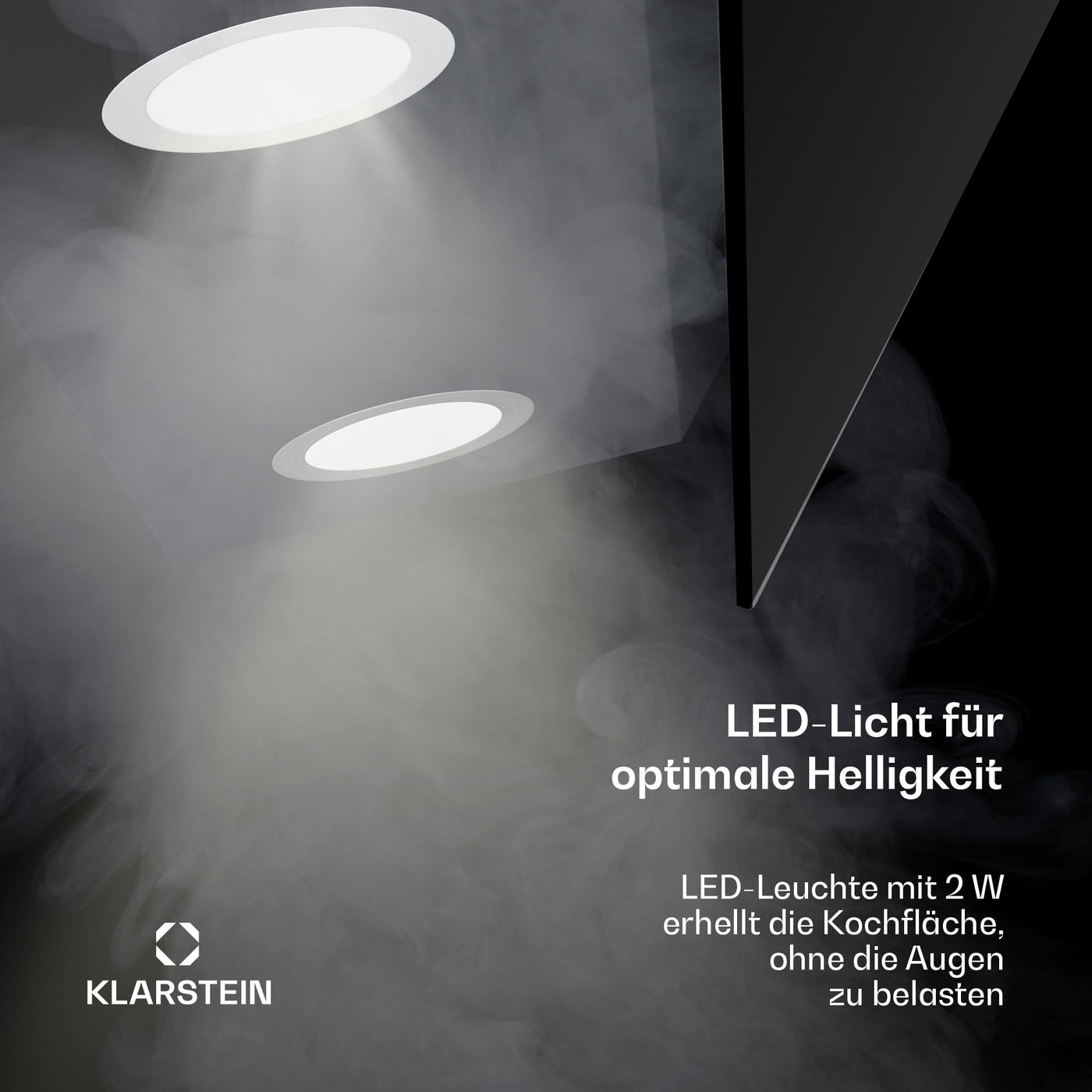 Klarstein Dunstabzugshaube Alina - 90-cm-Wandhaube, 615 m³/h Luftstrom, Energieeffizienzklasse A, LED-Beleuchtung in 9 Farben, Touch-Bedienfeld, Umluftbetrieb, Schwarz