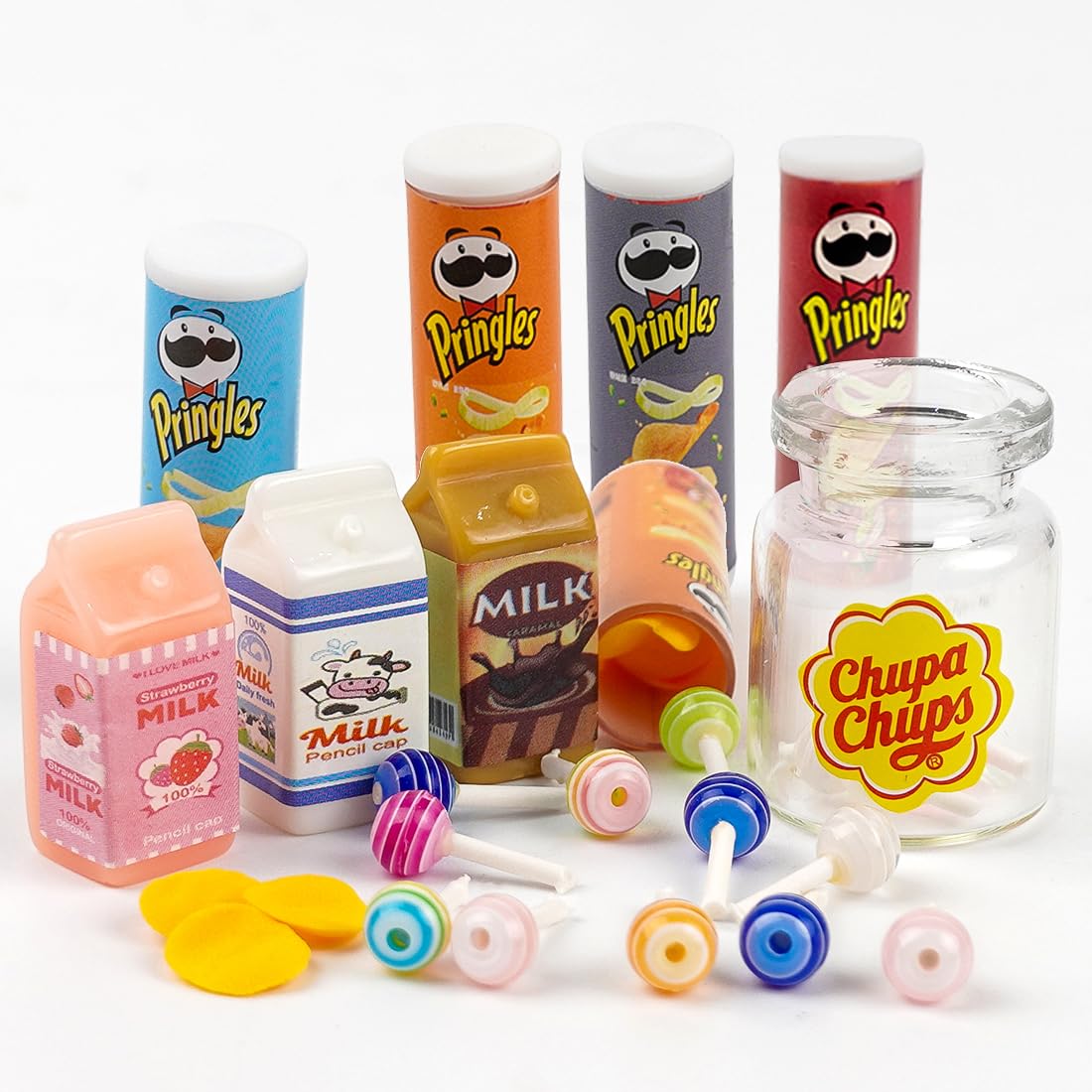 13 Stück Miniatur Zubehör Puppenhaus Lebensmittel, Miniatur Wichtel Zubehör, Miniatur Essen und Trinken, Mini Food Süßigkeiten Miniatur Küche Zubehör Set, Wichtelzubehör für Puppenhausdekoration