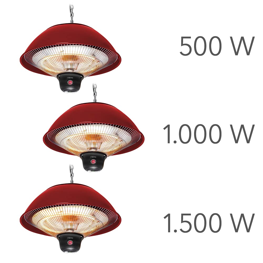 TROTEC Infrarotheizung IR 1510 SC – Heizleistung 500 W / 1000 W / 1500 W – Deckenheizstrahler für Terrase, Balkon oder Außengastronomie, inkl. Fernbedienung