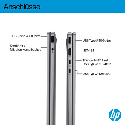 HP OmniBook X Flip 2in1 Next Gen AI Laptop | Intel Core Ultra 7 258V | dedizierte NPU für KI | 47 NPU Tops | Copilot+ PC | 14" 3K 2880x1800 OLED Touchscreen | 32 GB | 1TB SSD | Win11 | QWERTZ | Silber