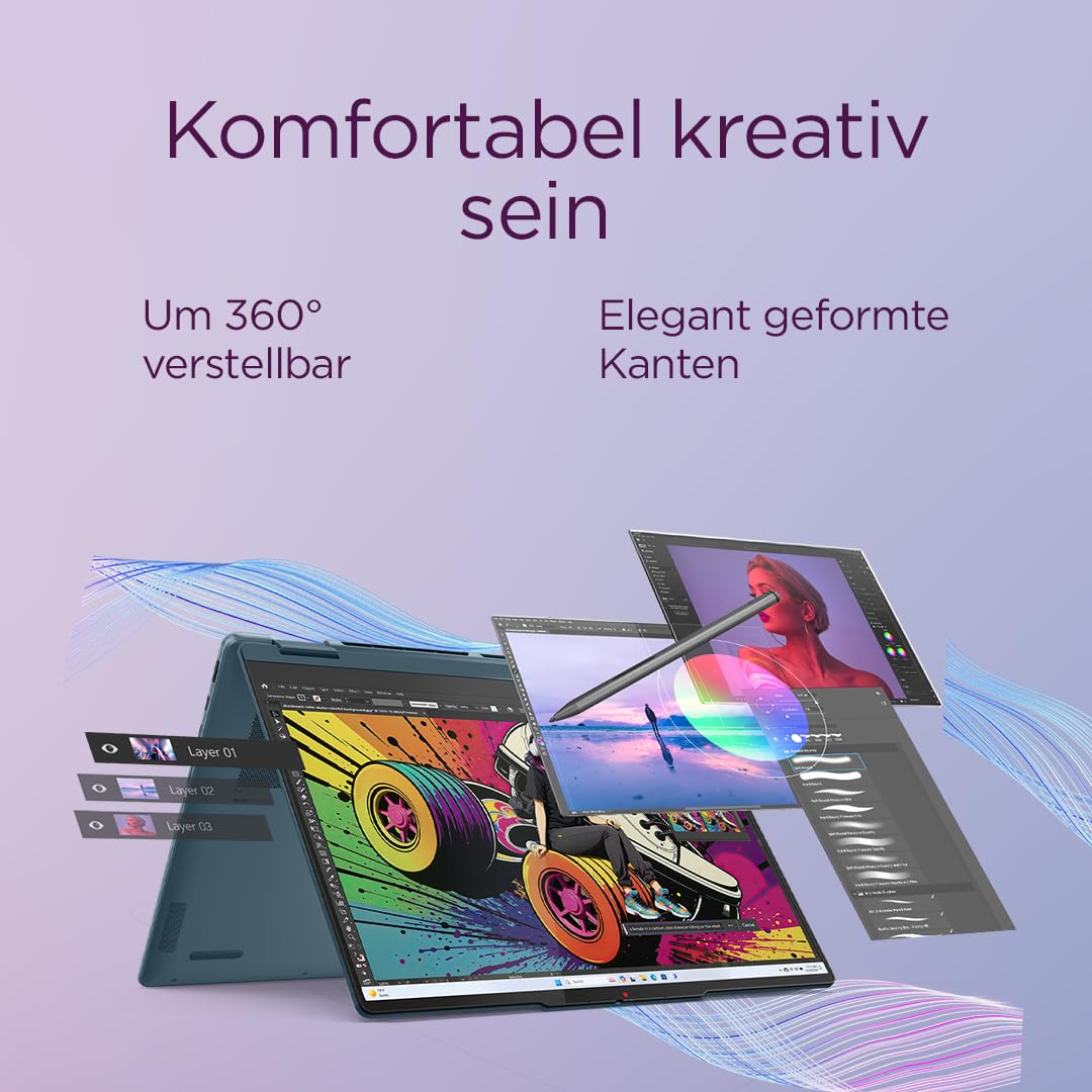 Lenovo Yoga 7 2-in-1 Laptop | Copilot+ | 14"WUXGA OLED | AMD Ryzen AI 7 | 16GB RAM | 512GB SSD | AMD Radeon 860M | Win11 | QWERTZ | Tidal Teal | 3 Monate Premium Care | inkl. Hülle Exklusiv bei Amazon