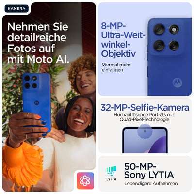 Motorola Moto g56 5G Smartphone (Robustes 6,72“-FHD+-Display Dank Gorilla Glass 7i, 50-MP-Kamera mit Moto-AI, 8/256 GB, 5100 mAh, extrem temperaturbeständig) Pantone Black Oyster, inkl. Schutzcover