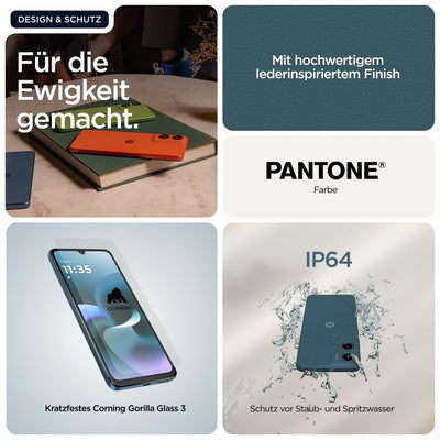 Motorola Moto g06 Smartphone (Kratzfestes 6,88"-HD+-Display Dank Corning Gorilla Glass 3, wasserabweisend, 50-MP-Kamera, 4/256 GB, 5100 mAh, TurboPower-Aufladen) Pantone Tapestry, inkl. Schutzcover