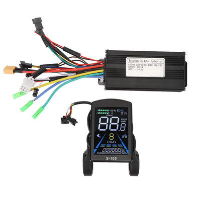 MechKit Elektrofahrrad Brushless Motor Controller Kit, 36V 48V 500W 750W 26A 3 Mode Sinuswelle Controller mit LCD Display Panel für E-Bike