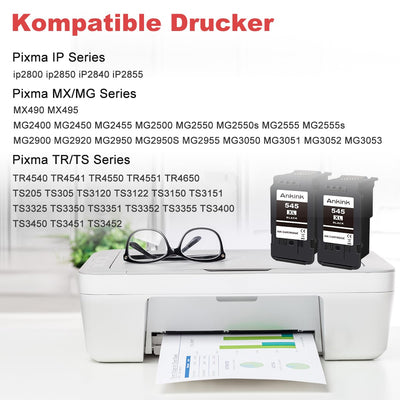 ANKINK Kompatibel Tintenpatrone Druckerpatronen als Ersatz für PG 545XL für Canon Patrone 545 XL für MG2450 MG2550 MG2950 MG2550s TR4550 TR4551 TR4650 TS3350 IP2850 MX490 MX495 MG3050, Schwarz 2 Pack