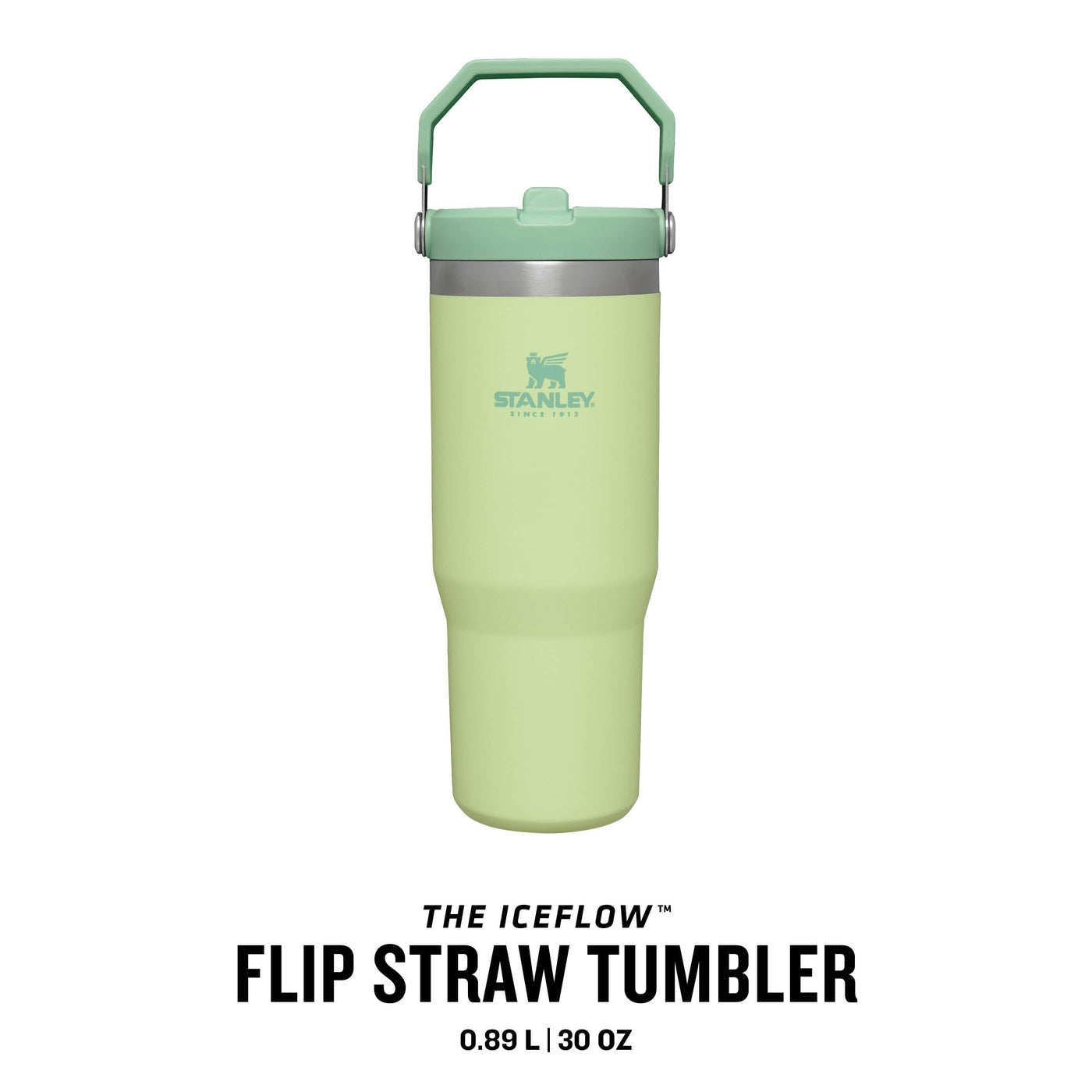 Stanley IceFlow Flip Straw Trinkflasche mit Strohhalm 0.89L - Thermosflasche Hält 12+ Stunden Kalt - Auslaufsicher - Trinkflasche Sport - Wasserflasche BPA Frei - Spülmaschinenfest - Citron
