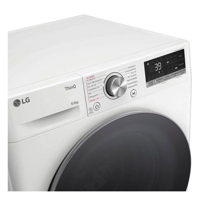 LG Electronics W4WR70961, Klasse A/D, Frontlader-Waschtrockner 9-6 kg, 1360 U/min, AI Direct Drive, Wi-Fi, Tiefenreinigung mit Dampf, TurboWash, Aqualock, Wäsche nachlegen 62 x 60 x 85 cm ꟷ Weiß