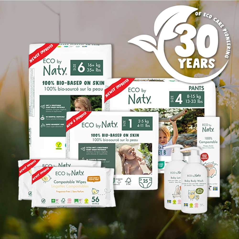 Eco by Naty Baby Öko Windeln - umweltfreundliche Premium-Bio Windeln aus pflanzenbasierten Materialien, ideal für empfindliche Babyhaut (Größe 5 - 80 Stück)
