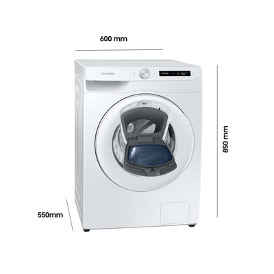 Samsung WW80T554ATW/S2 Waschmaschine, 8 kg, 1400 U/min, Ecobubble, AddWash, WiFi-SmartControl, Hygiene-Dampfprogramm, Weiß