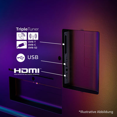 Philips Ambilight 'The One' 50PUS9000 4K QLED Smart TV - 50 Zoll Display mit P5 Perfect Picture Engine Ultra HD, Titan OS, Dolby Vision und Dolby Atmos Sound