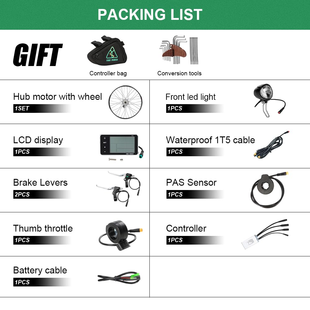 SEASON 20/24 / 26/28 / 700C Zoll Ebike Umbausatz 36V 250W Brushless Getriebe Vorderrad Nabenmotor, Elektrofahrrad Conversion Kit | LCD Display, Sensor (28'' 700C 250W / 25km/h)