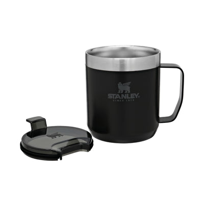 Stanley Classic Legendary Camp Mug Thermobecher 354 ml - Hält 1.5 Stunden Heiß - 3 Stunden Kalt - BPA-Frei - Spülmaschinenfest - Edelstahl Kaffeebecher To Go - Matte Black