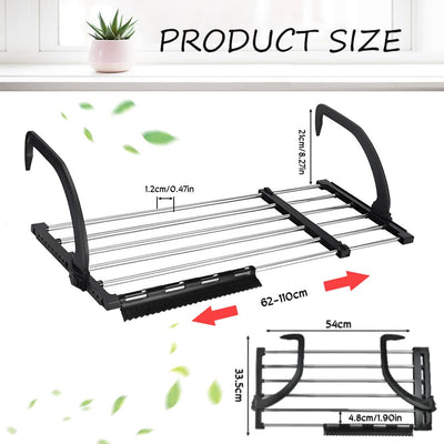 REFORUNG 1 Stück Heizkörper Wäschetrockner Edelstahl Wäscheständer Heizung 62-110cm Balkonwäschetrockner Ausziehbar Wäschehänger Balkon Hängewäschetrockner Klappbar Heizkörpertrockner für Socken