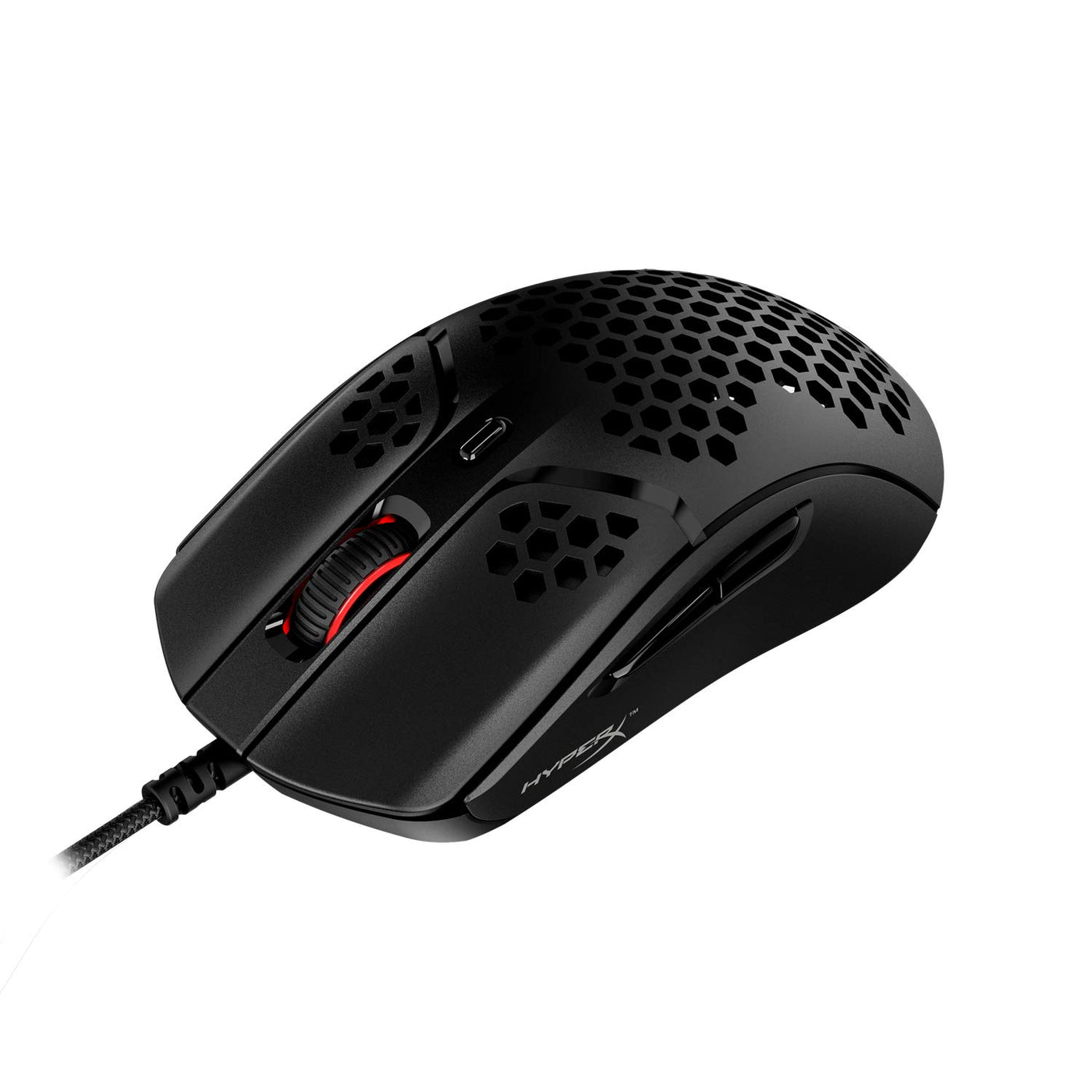 HyperX Pulsefire Haste Gaming-Maus – Ultraleicht, 59g, Wabenschale, Hex-Design, HyperFlex-Kabel, bis zu 16.000 DPI, 6 programmierbare Tasten