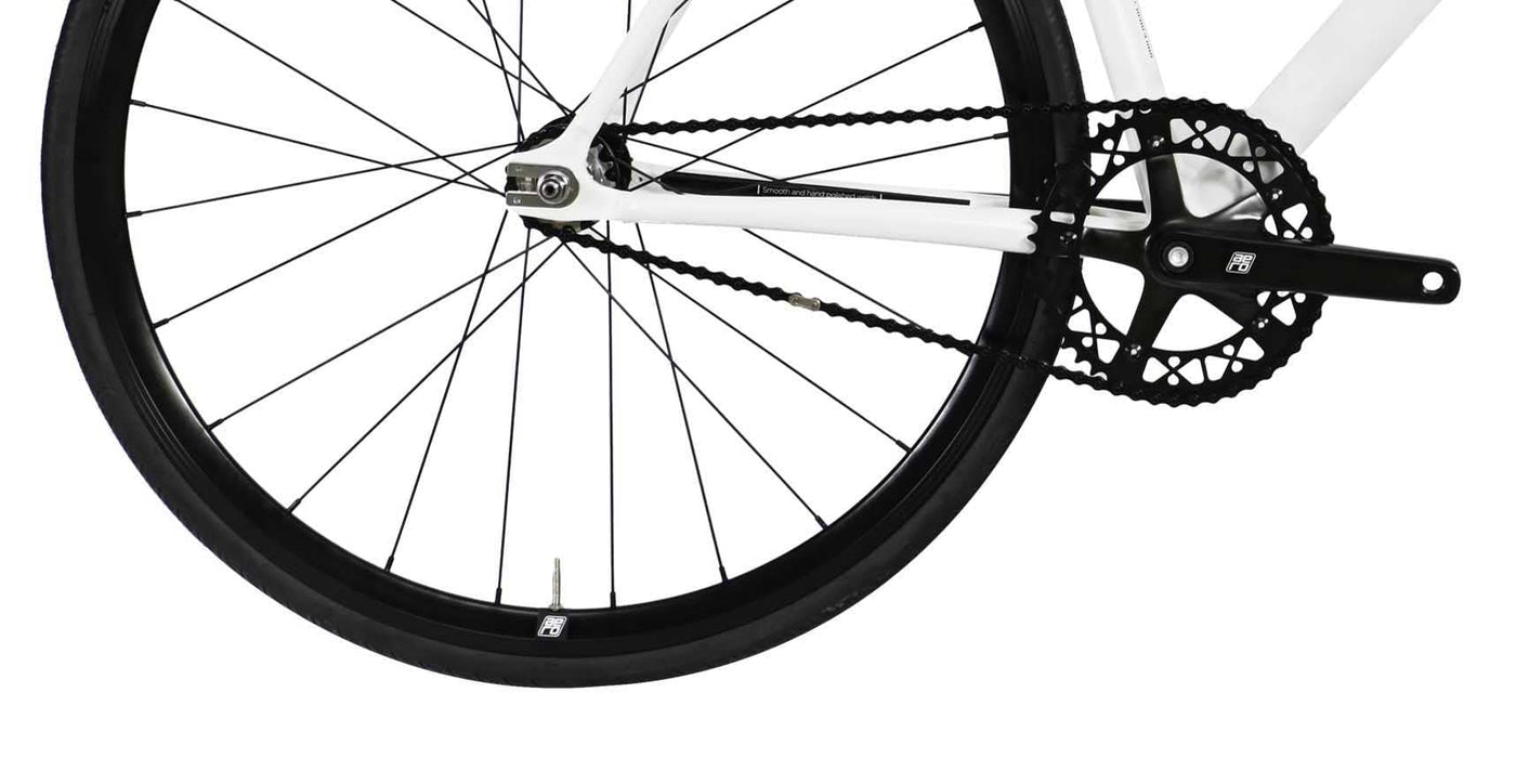 FabricBike Light PRO - Fixed Gear Fahrrad, Single Speed Fixie Starre Nabe, Aluminium Rahmen und Gabel, Räder 28", 6 Farben, 3 Größen, 8.45 kg (Größe M) (L-58cm, Light Pro Glossy White)